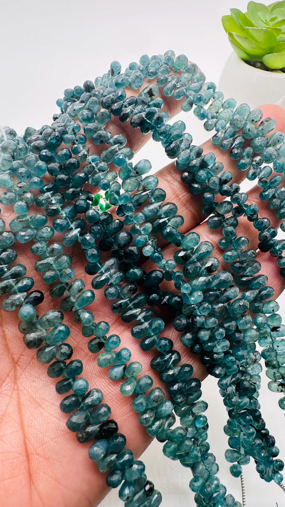 Grandidierite Faceted Drops Beads - 3-4.5x 5-7 mm size - Code #A6 - AAA Quality - Length 16'' Grandidierite Briolette Teardrop Beads