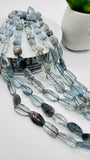 Moss Aquamarine Faceted Nuggets 8-9x 13-18 mm size - Code # M4 - Length 10 Inch- AAAA Quality- Moss Aquamarine Freeform Beads