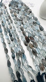 Moss Aquamarine Faceted Nuggets 9-10x 14-18 mm size - Code #M6/M7 - Length 10 Inch - AAAA Quality- Moss Aquamarine Freeform Beads