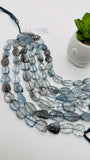 Moss Aquamarine Faceted Nuggets 12-14X 17-21 mm size - Code #M12 - Length 10 Inch - AAAA Quality- Moss Aquamarine Freeform Beads