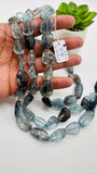 Moss Aquamarine Faceted Nuggets 13-15X18-22 mm size - Code #M13 - Length 10 Inch - AAAA Quality- Moss Aquamarine Freeform Beads