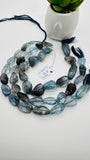 Moss Aquamarine Faceted Nuggets 13-15X18-22 mm size - Code #M13 - Length 10 Inch - AAAA Quality- Moss Aquamarine Freeform Beads