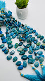 Blue Opalina Pear Beads - 13-13.5x 18-19 mm - Code #B2 - Natural Opalina Beads - Origin Peru - Blue Opalina Briolettes - AAA Quality