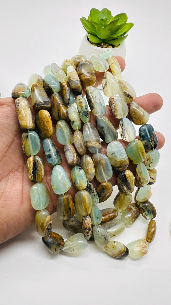 Peru Opal Nugget Beads • 15-19X12-3 mm Size • Code #P3 - Length 16 Inch • AAA Quality • Natural Peruvian Opal beads • Origin Peru