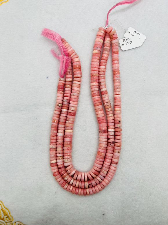 Pink Opal Heishi 8mm , Top quality beads , Length 15.5 Inch, gemstone beads Peruvian Pink Opal