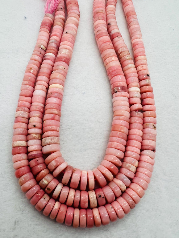 Pink Opal Heishi 10mm , Top quality beads , Length 15.5 Inch, gemstone beads Peruvian Pink Opal