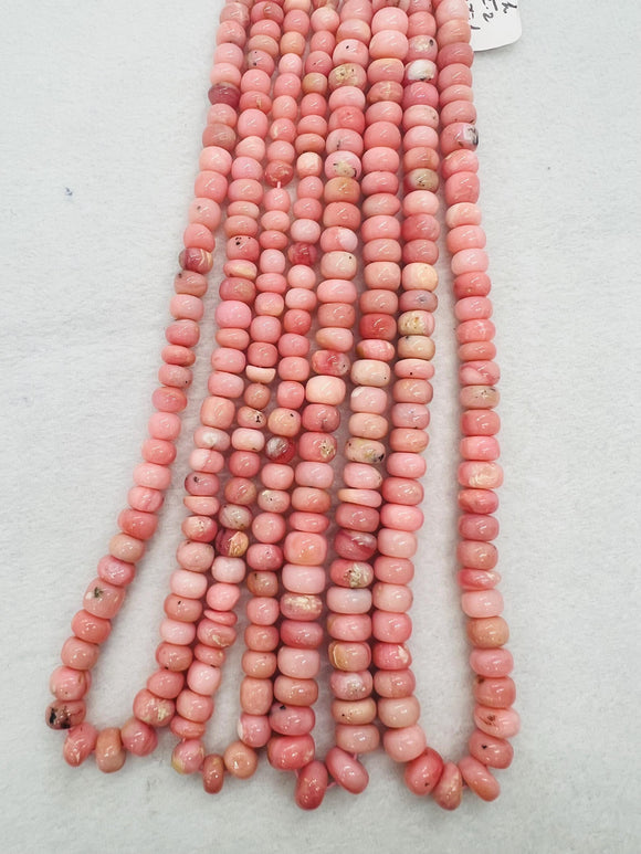 Pink Opal Roundel 7- 8mm , Top quality beads , Length 16 Inch, gemstone beads, Peruvian Pink Opal