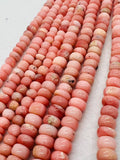 Pink Opal Roundel 7- 8mm , Top quality beads , Length 16 Inch, gemstone beads, Peruvian Pink Opal