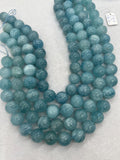 14MM Aquamarine Round Beads - AAA Quality - Length 40 cm- Natural Aquamarine from Brazil.