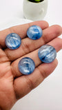 Kyanite Round Cabs - 16.50 TO 18.50 mm Size - Code # K5 - K8 - AAA Quality - Kyanite Cabochons - Flat Back Cabs