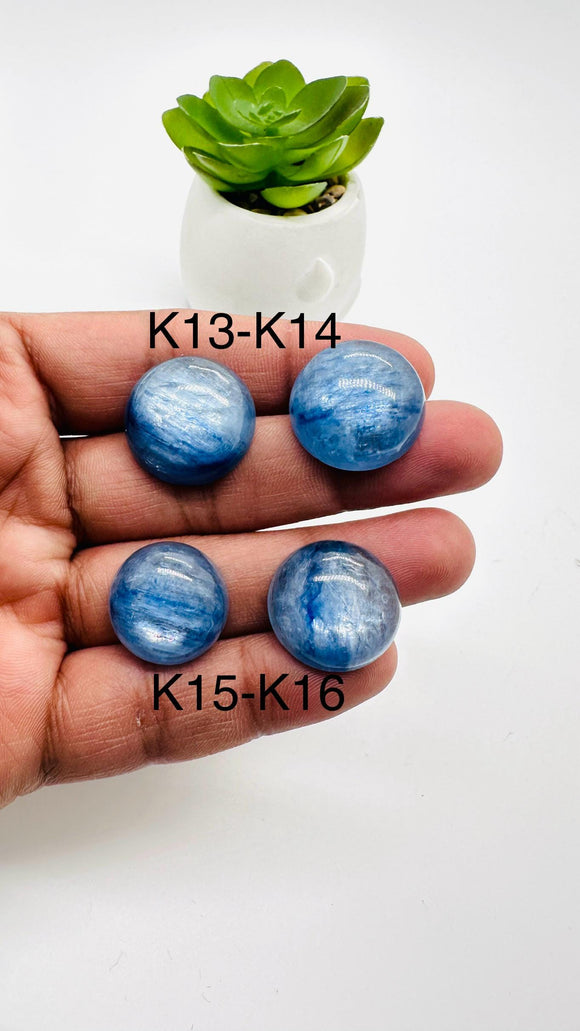 Kyanite Round Cabs - 18- 20.5 mm Size - Code # K13 - K16 - AAA Quality - Kyanite Cabochons - Flat Back Cabs