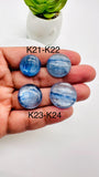 Kyanite Round Cabs - 18- 20.5 mm Size - Code # K21 - K24 - AAA Quality - Kyanite Cabochons - Flat Back Cabs