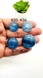 Kyanite Round Cabs - 18.5- 24.5 mm Size - Code # K33 - K36 - AAA Quality - Kyanite Cabochons - Flat Back Cabs