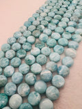 half strand Larimar coins 11 mm AAA Quality Length 20 cm Larimar Good Quality beads - Larimar coin shape Beads. origin Dominican Republic