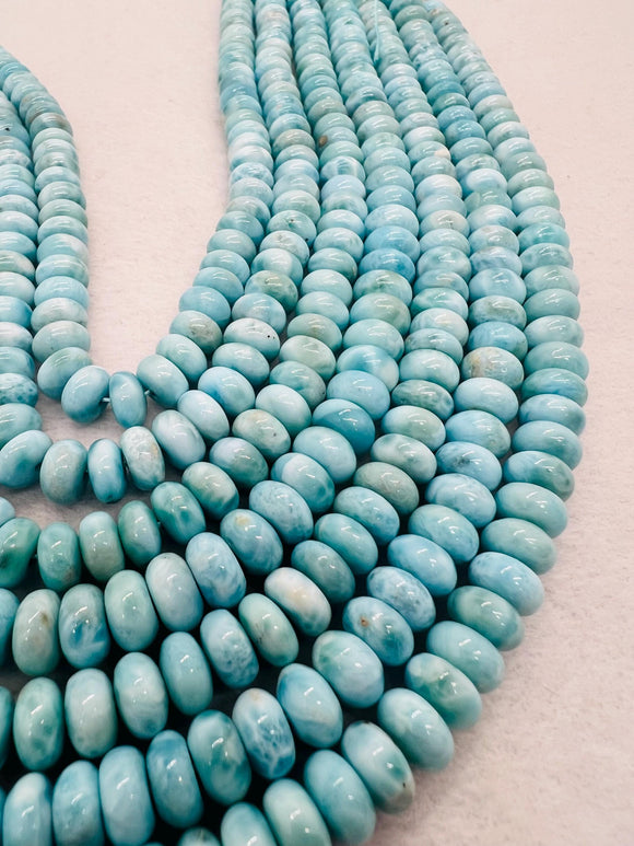 Larimar 9 mm Roundel Beads, Length 15.5 Inch Larimar Good Quality beads - Larimar Roundel Beads, AAA quality