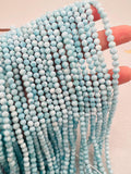 Larimar Round 4 mm size, AAAA top quality Genuine Larimar Beads- Length 40cm-