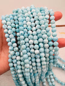 Larimar Round 6-6.5 mm size, AAAA top quality Genuine Larimar Beads- Length 40cm-