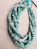 Larimar faceted 7-7.5mm Heishi , Length 16 Inch Larimar Good Quality beads - Larimar Heishi/tyre faceted Beads.