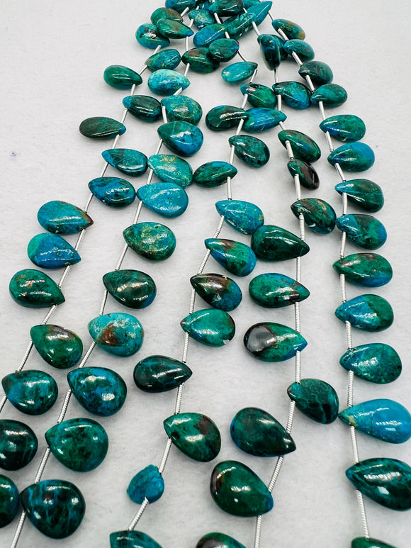 Chrysocolla pear shape, size 10X15MM approx • Length 10 inch • AAA Quality • Natural Chrysocolla Beads from Peru, Crysocolla briollette