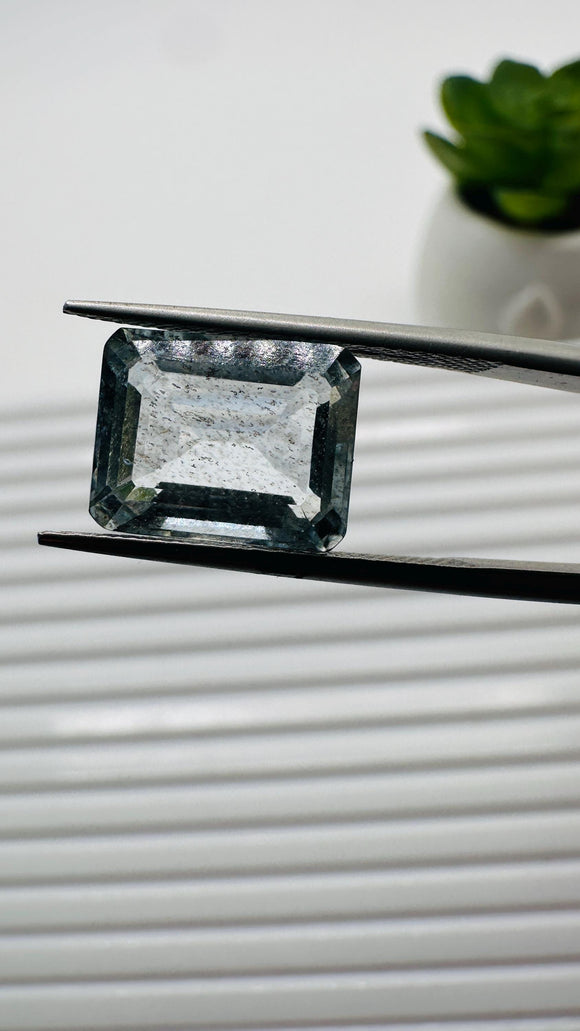 Moss Aquamarine Faceted Rectangle • 11.5x9 mm Size • Code #B26 • Weight 5 Cts • Natural Moss Aquamarine Emerald Cut • AAA Quality