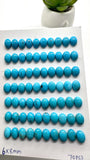 Turquoise Oval Cabs - 6x8 mm size - Pack of 2 Pcs - AAA Quality - 100% Natural Turquoise- Turquoise Oval Cabochon - Flat Back Cabs