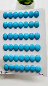 Turquoise Oval Cabs - 8x10 mm size - Pack of 2 Pcs - AAA Quality - 100% Natural Turquoise- Turquoise Oval Cabochon - Flat Back Cabs