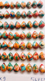 Turquoise with Spiny Oyster Pear Cabochon • 7x9 mm Size • Pack of 8 Pcs • AAA Quality • Turquoise Tear Drop Cabs • Flat Back Cabs