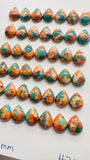 Turquoise with Spiny Oyster Pear Cabochon • 8x10 mm Size • Pack of 6 Pcs • AAA Quality • Turquoise Tear Drop Cabs • Flat Back Cabs