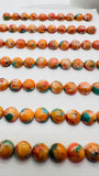 Turquoise with Spiny Oyster Round Cabochon • 6 mm Size • Pack of 4 Pcs • AAA Quality • Turquoise Round Cabs • Flat Back Cabs