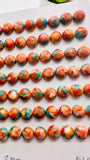 Turquoise with Spiny Oyster Round Cabochon • 8 mm Size • Pack of 4 Pcs • AAA Quality • Turquoise Round Cabs • Flat Back Cabs