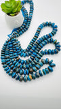 Blue Opalina Roundel Beads • 10 to 16 mm Size • 16 Inch Length • Natural Blue Opalina beads • Origin Peru •. AAAA Quality