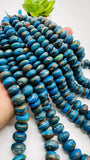 Blue Opalina Roundel Beads • 10 to 16 mm Size • 16 Inch Length • Natural Blue Opalina beads • Origin Peru •. AAAA Quality