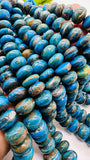 Blue Opalina Roundel Beads • 10 to 16 mm Size • 16 Inch Length • Natural Blue Opalina beads • Origin Peru •. AAAA Quality