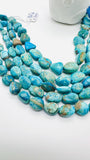 Blue Opalina Nugget Beads • 12-17x8-10 mm Size • Code #C1 • Length 10 " • Natural Blue Opalina Tumble beads •. AAA Quality