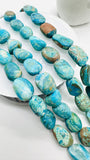 Blue Opalina Nugget Beads • 16-19x10-13 mm Size • Code #C3 • Length 10 " • Natural Blue Opalina Tumble beads •.AAA Quality
