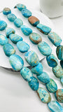 Blue Opalina Nugget Beads • 16-19x10-13 mm Size • Code #C3 • Length 10 " • Natural Blue Opalina Tumble beads •.AAA Quality