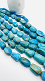 Blue Opalina Nugget Beads • 18-20X13-15 mm Size • Code #C5 • Length 10 " • Natural Blue Opalina Tumble beads •. AAAA Quality