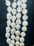 Freshwater Pearl Big Coin Shape, Length 16" Pear Coin Necklace. Big Size Coin, approx 30mm, Buff coin shape,