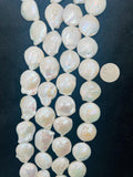 Freshwater Pearl Big Coin Shape, Length 16" Pear Coin Necklace. Big Size Coin, approx 30mm, Buff coin shape,