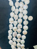 Freshwater Pearl Big Coin Shape, Length 16" Pear Coin Necklace. Big Size Coin, approx 30mm, Buff coin shape,