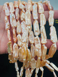Freshwater Peach Pearl Stick Strand 18-20X 7-8mm mm Size -Biwa Stick Beads - Pearl Long Beads - AAA Grade
