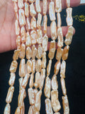 Freshwater Peach Pearl Stick Strand 18-20X 7-8mm mm Size -Biwa Stick Beads - Pearl Long Beads - AAA Grade