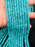 Turquoise Heishi 5MM Beads ,Genuine Stone , Length in 16 Inch ,green Turquoise Heishi Beads, Quality AAA, Hubei mines,