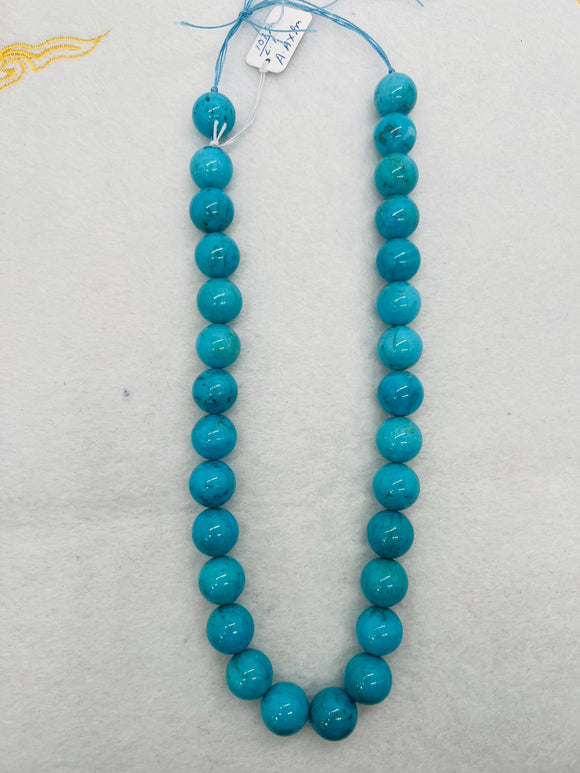 Turquoise Round 14mm size -100 % Natural Turquoise - Length 40 cm - Turquoise Round Beads, Hubei Mines.