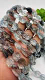 Moss Aquamarine Faceted Nuggets 9-11X 12-14 mm size - Code #M8/M9 - Length 10 Inch - AAAA Quality- Moss Aquamarine Freeform Beads