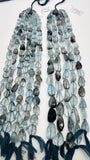 Moss Aquamarine Faceted Nuggets 9-10x 11-14 mm size - Code #M10/M11 - Length 10 Inch - AAAA Quality- Moss Aquamarine Freeform Beads