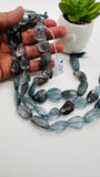 Moss Aquamarine Faceted Nuggets 13-15X18-22 mm size - Code #M13 - Length 10 Inch - AAAA Quality- Moss Aquamarine Freeform Beads
