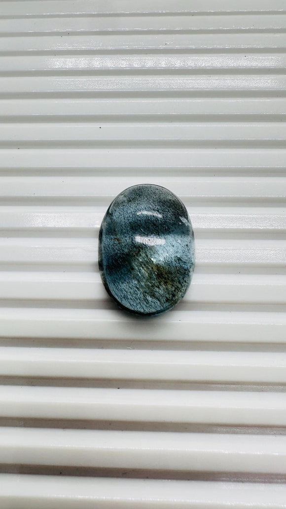 Moss Aquamarine Cabochon 27x20 mm - Code #M5 - Weight 38.5 Cts - Natural Moss Aquamarine Cabs - AAA Quality - Flat Back Cabs