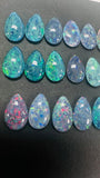 Australian Opal Pear Cabs 10X7 mm - Pack of 2 Pieces -AAA Quality, Opal Triplet Cabochon - Australian Opal Pear Cabochon, flat bottom