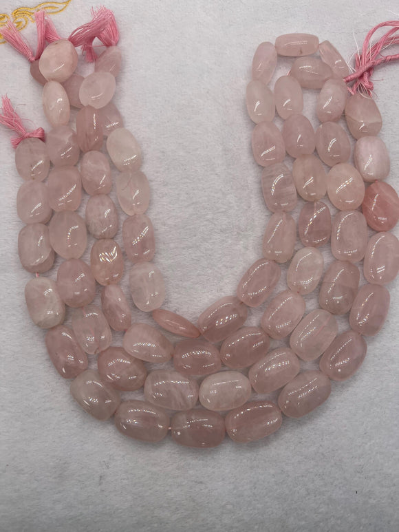 Rose Quartz Nugget shape beads, size 23-26mm, length of strand 15